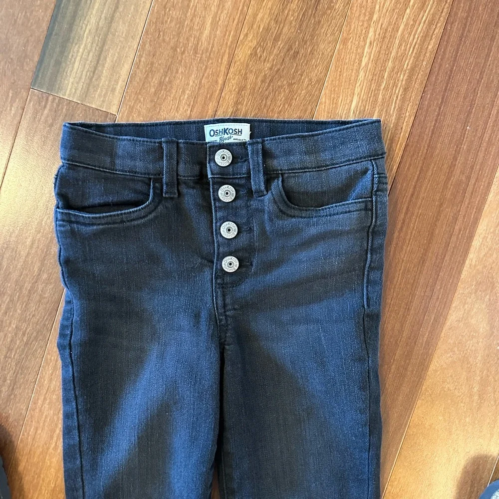 OshKosh BGosh Girl 6/6X Black Jeans w/ Button Fly/Snaps - Like New